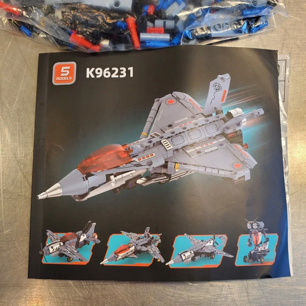 K96231 5-in-1 Remote Control Fighter Jet & Robot Building Block Set Su-75 Su-47